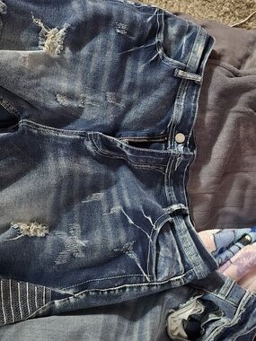 Women’s Distressed Dark Blue Jean Shorts